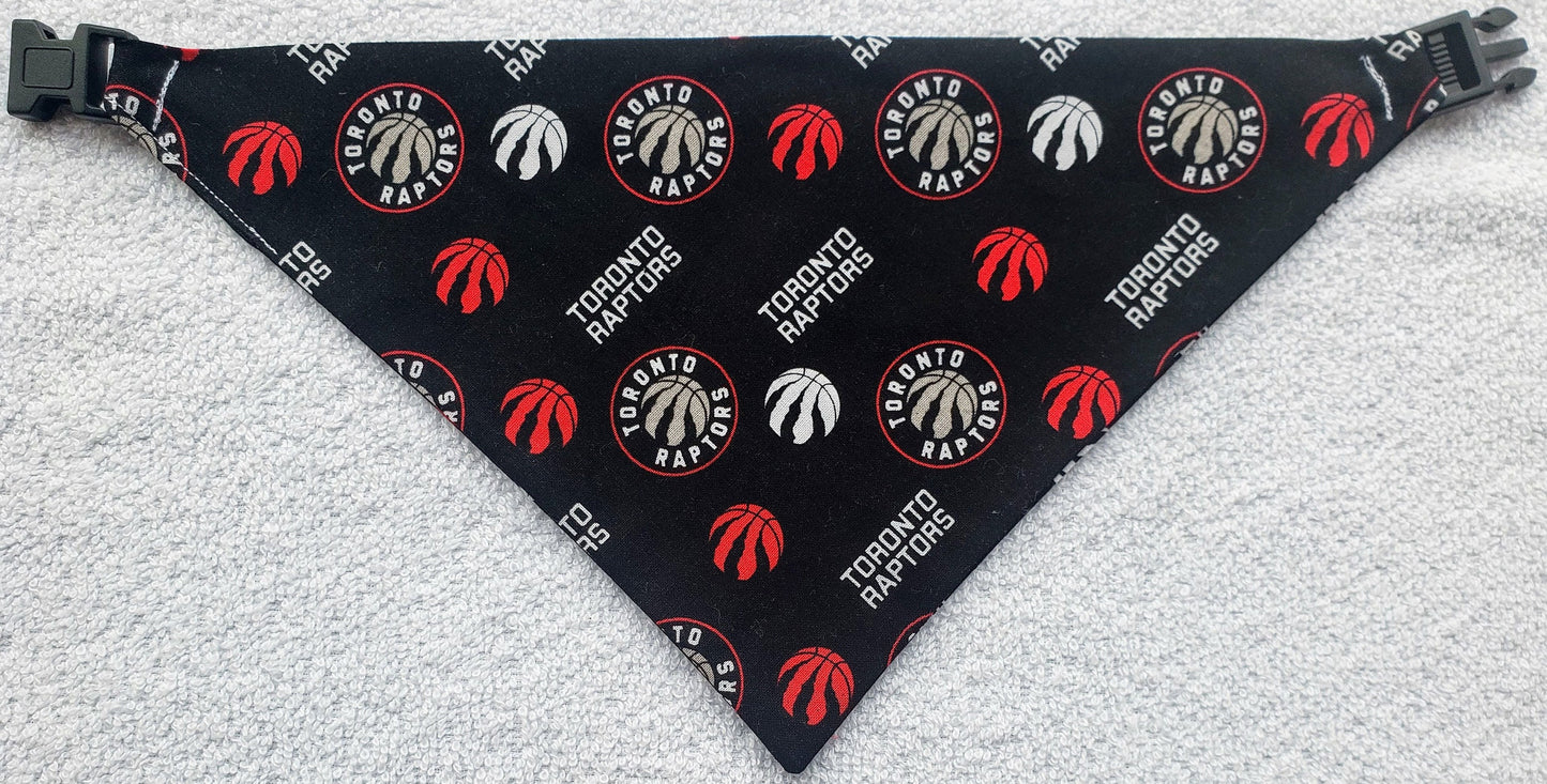 Clip on Dog Bandana With Buckle Pet Cat Bandanna Scarf TORONTO RAPTORS basketball nba Print Handmade to Order