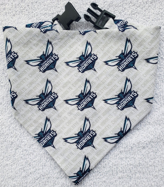 CHARLOTTE HORNETS basketball nba Print Clip on Dog Bandana With Buckle Pet Cat Bandanna Scarf Handmade to Order