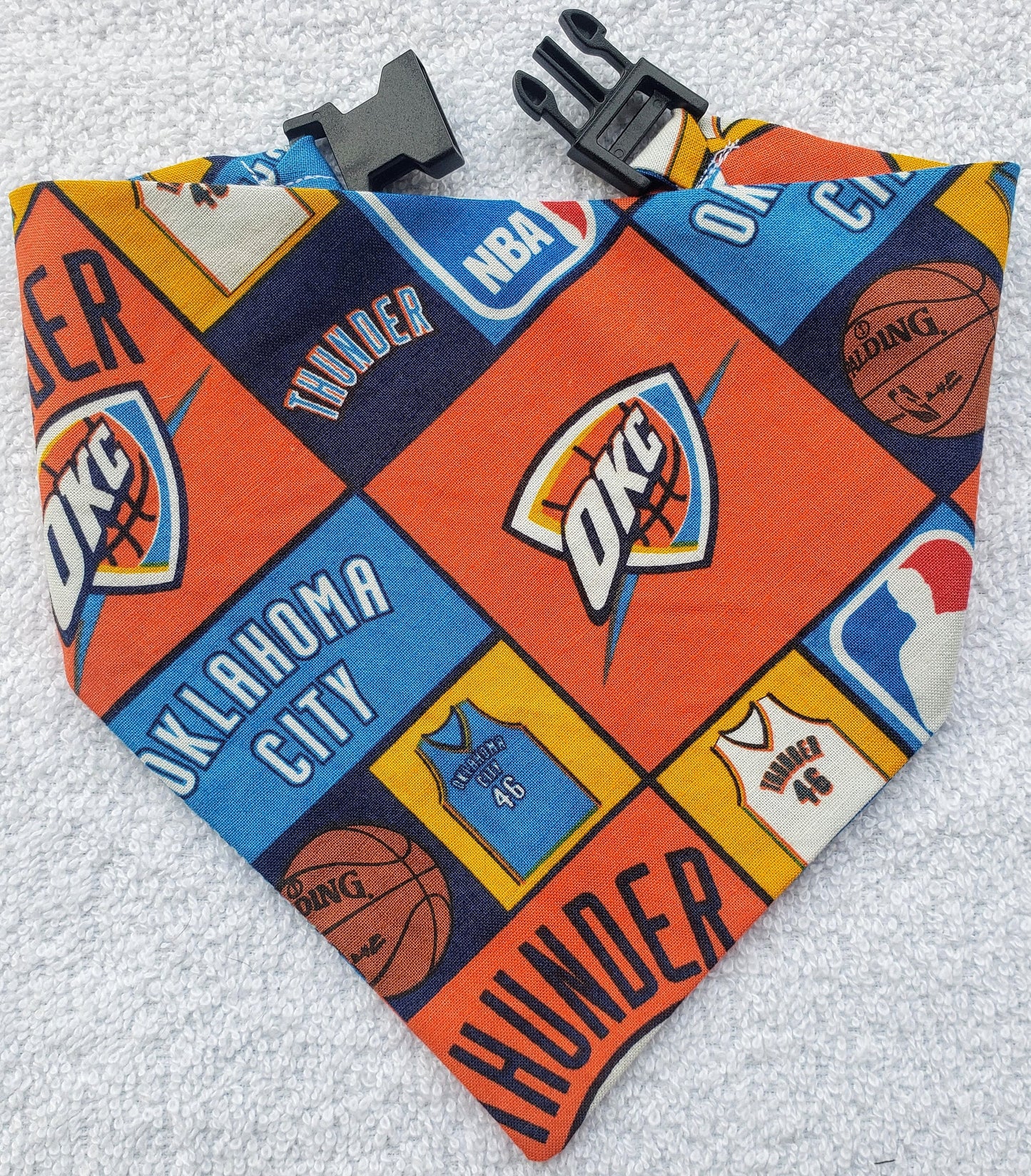Oklahoma City OK CITY THUNDER basketball nba Print Clip on Dog Bandana With Buckle Pet Cat Bandanna Scarf Handmade to Order