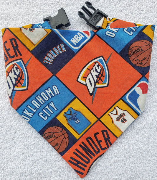 Oklahoma City OK CITY THUNDER basketball nba Print Clip on Dog Bandana With Buckle Pet Cat Bandanna Scarf Handmade to Order