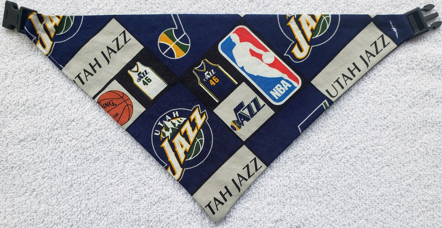 UTAH JAZZ basketball nba Print Clip on Dog Bandana With Buckle Pet Cat Bandanna Scarf Handmade to Order