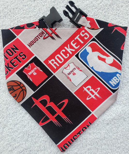 HOUSTON ROCKETS basketball nba Print Clip on Dog Bandana With Buckle Pet Cat Bandanna Scarf Handmade to Order