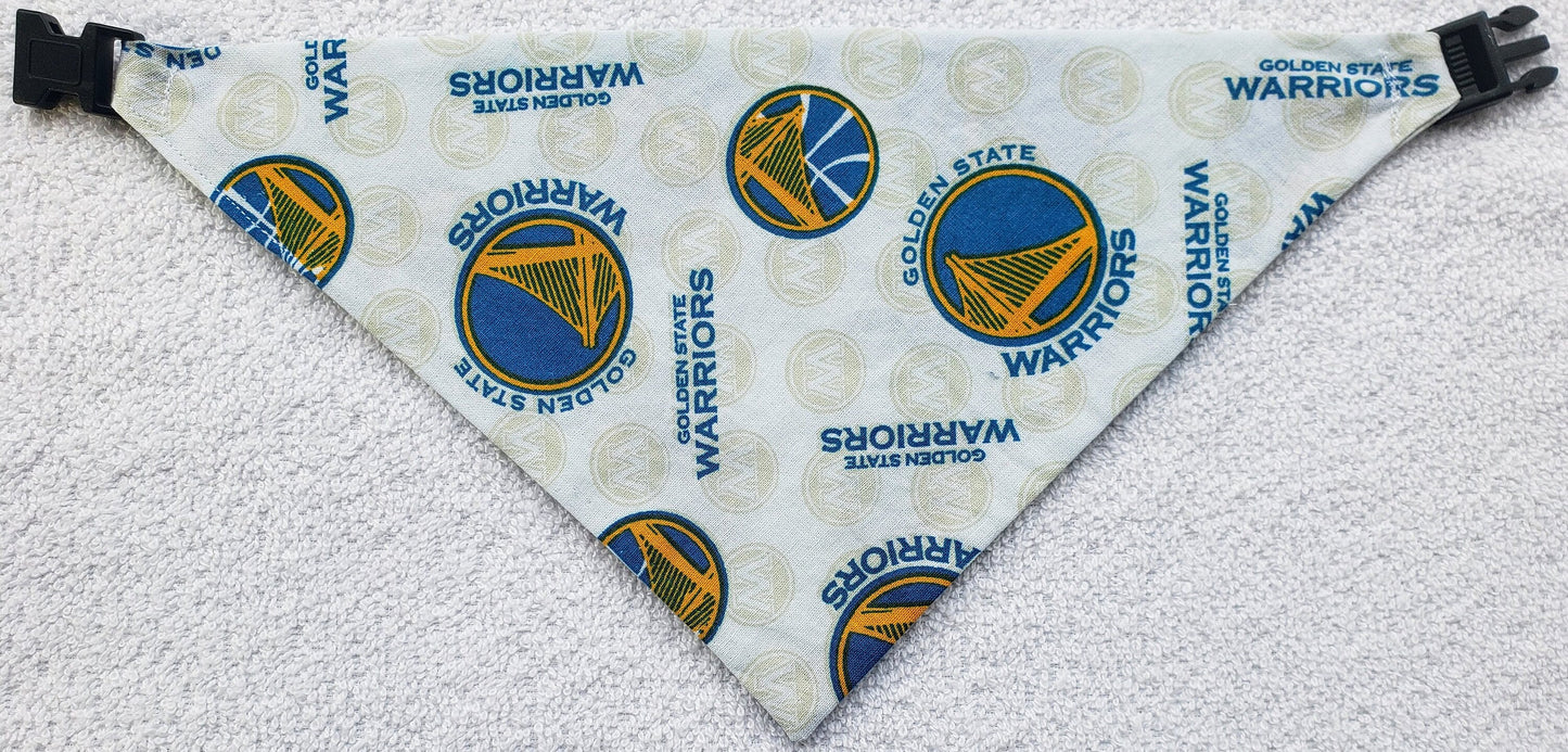 GOLDEN STATE WARRIORS basketball nba Print Clip on Dog Bandana With Buckle Pet Cat Bandanna Scarf Handmade to Order
