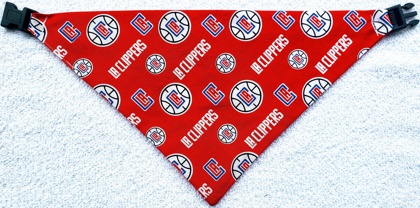 Clip on Dog Bandana With Buckle Pet Cat Bandanna Scarf Los Angeles LA CLIPPERS basketball nba Print Handmade to Order
