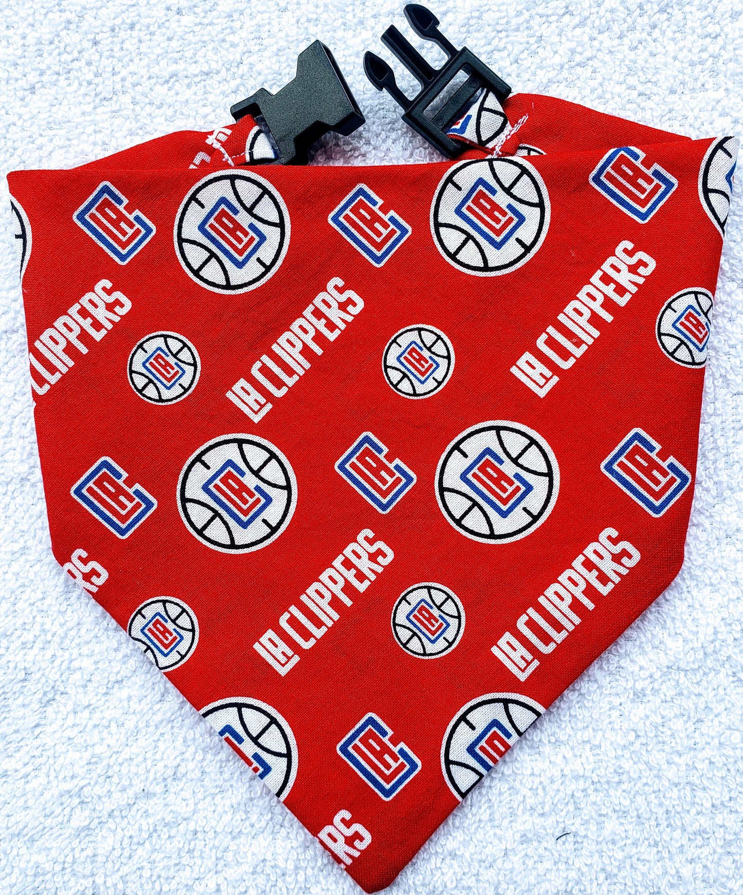 Clip on Dog Bandana With Buckle Pet Cat Bandanna Scarf Los Angeles LA CLIPPERS basketball nba Print Handmade to Order