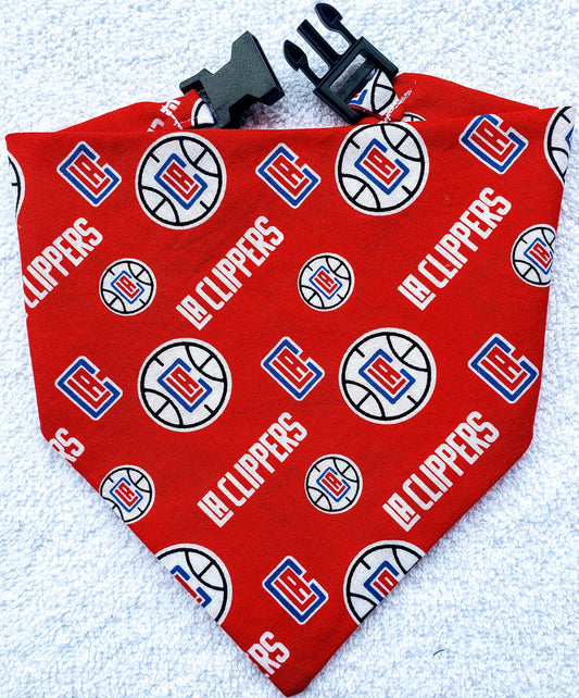 Los Angeles LA CLIPPERS basketball nba Print Clip on Dog Bandana With Buckle Pet Cat Bandanna Scarf Handmade to Order