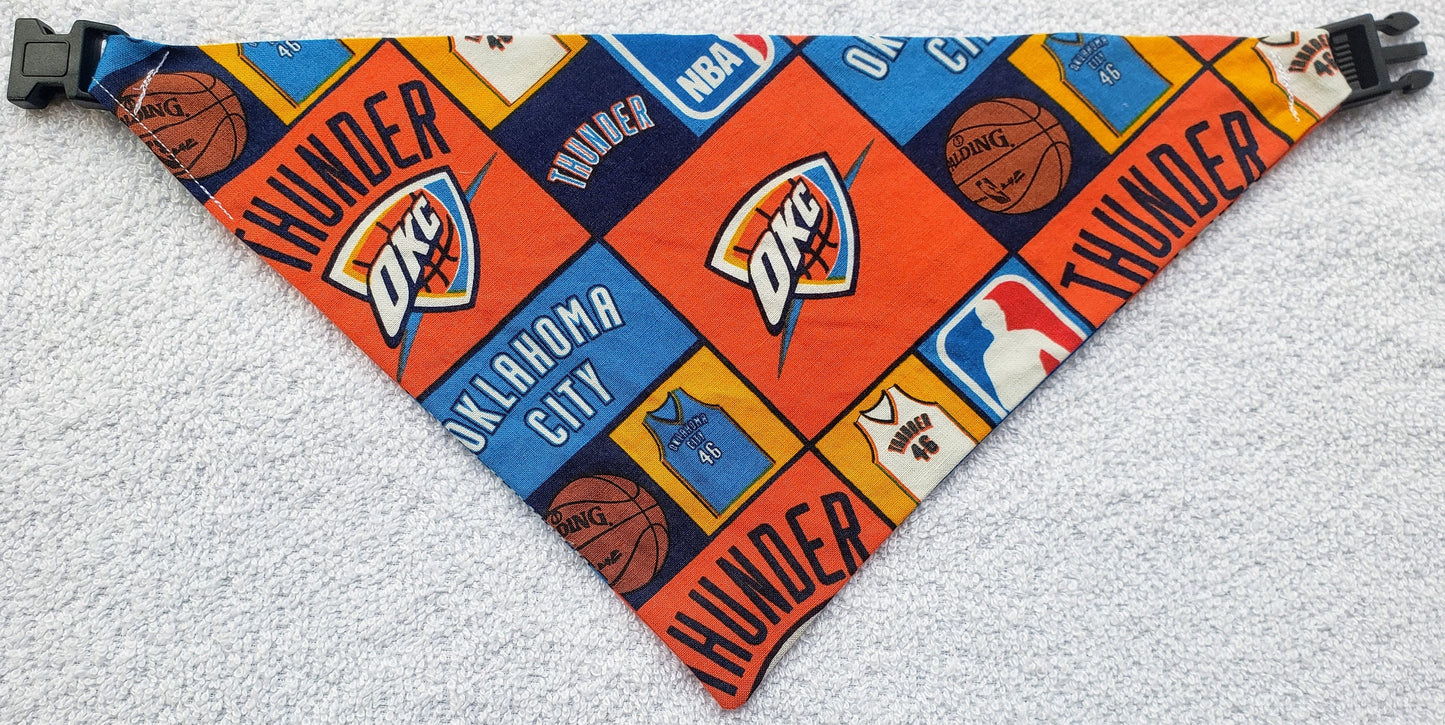 Oklahoma City OK CITY THUNDER basketball nba Print Clip on Dog Bandana With Buckle Pet Cat Bandanna Scarf Handmade to Order