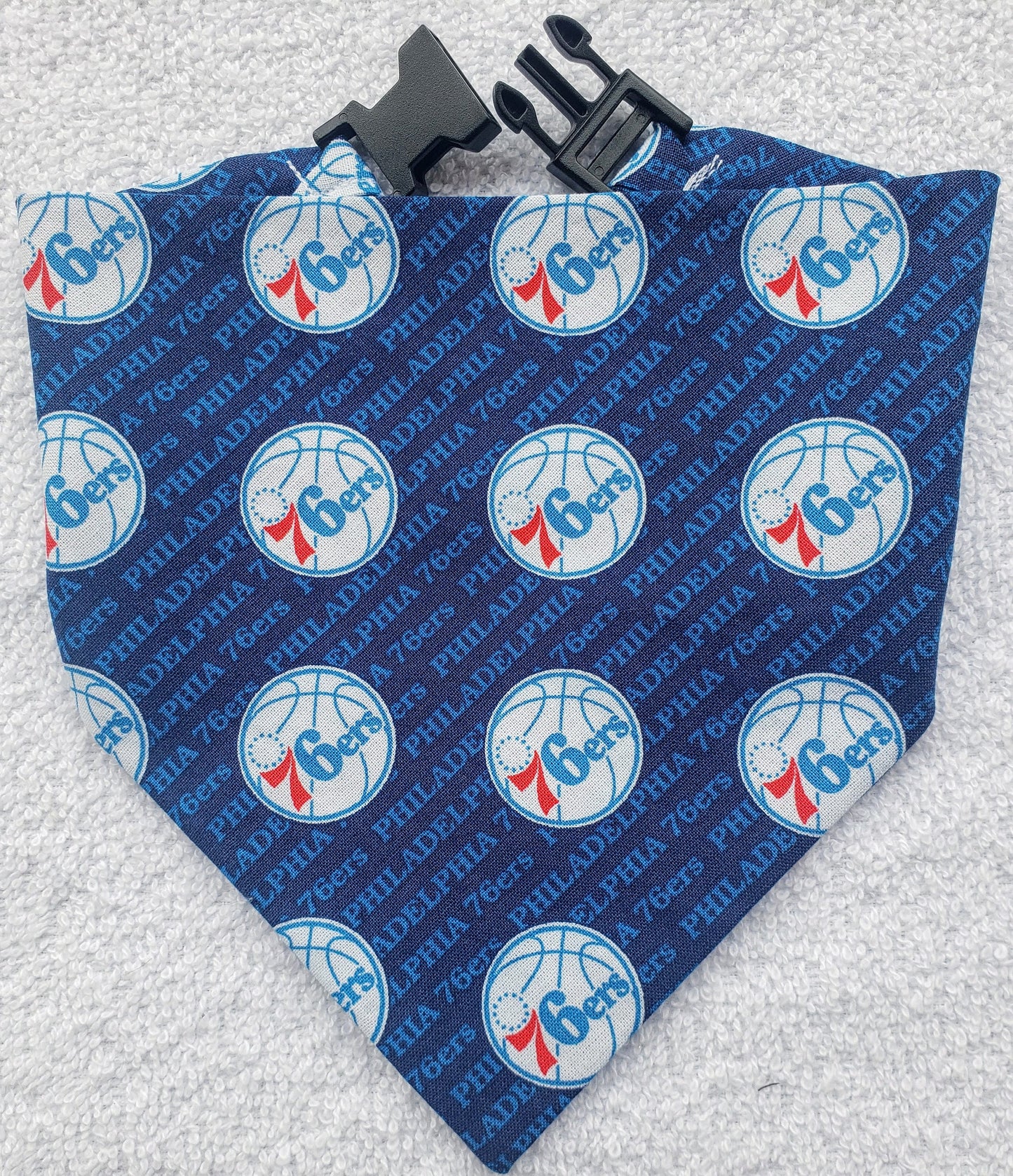 Clip on Dog Bandana With Buckle Pet Cat Bandanna Scarf PHILADELPHIA 76ERS basketball nba Print Handmade to Order