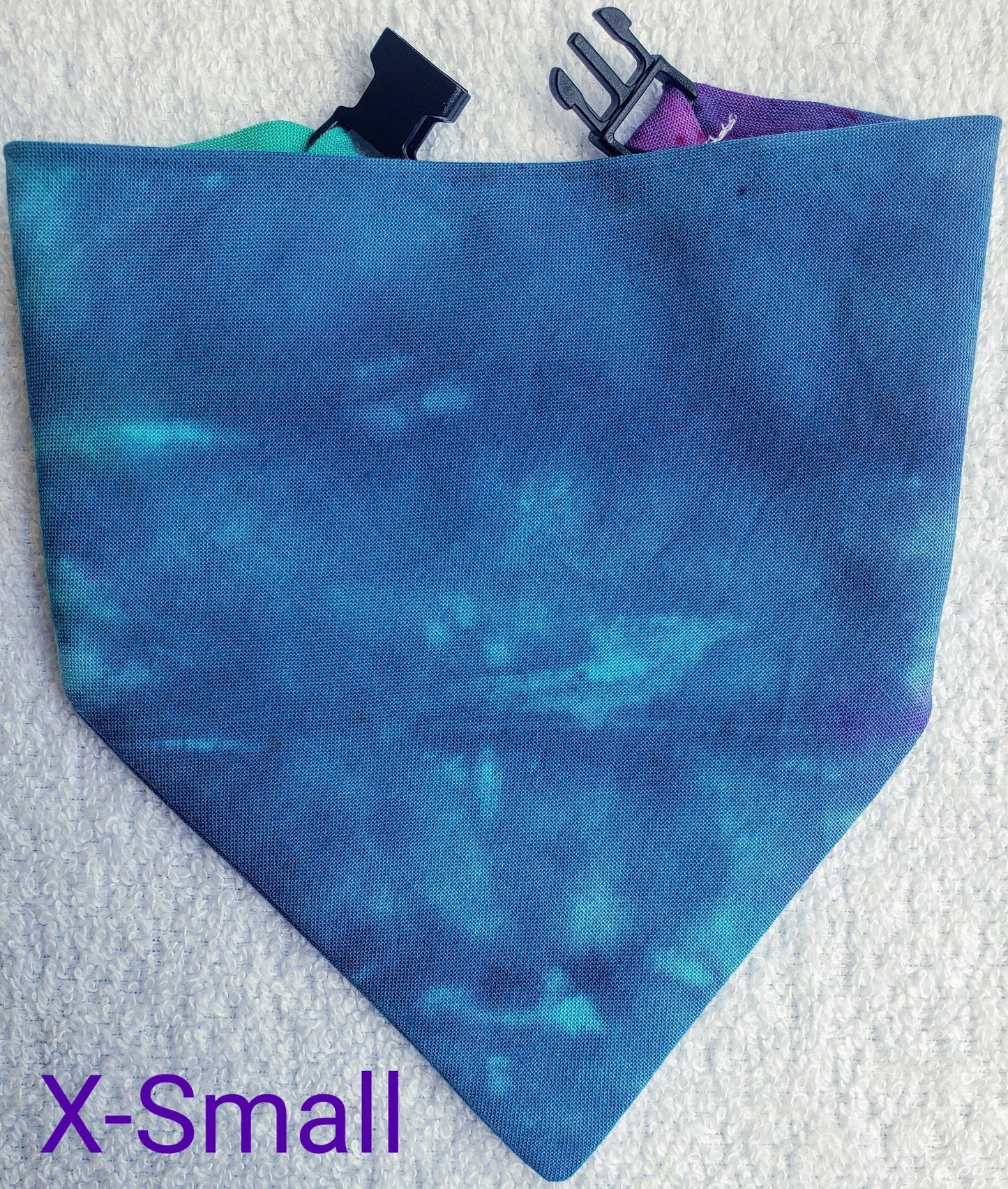 Clip on Dog Bandana With Buckle Pet Cat Bandanna Scarf Tie Dye Hand Dyed Green Blue Purple Colorful Ocean Print Handmade READY TO SHIP