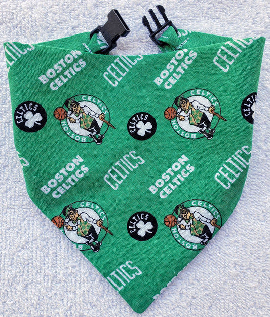 BOSTON CELTICS basketball nba Print Clip on Dog Bandana With Buckle Pet Cat Bandanna Scarf Handmade to Order