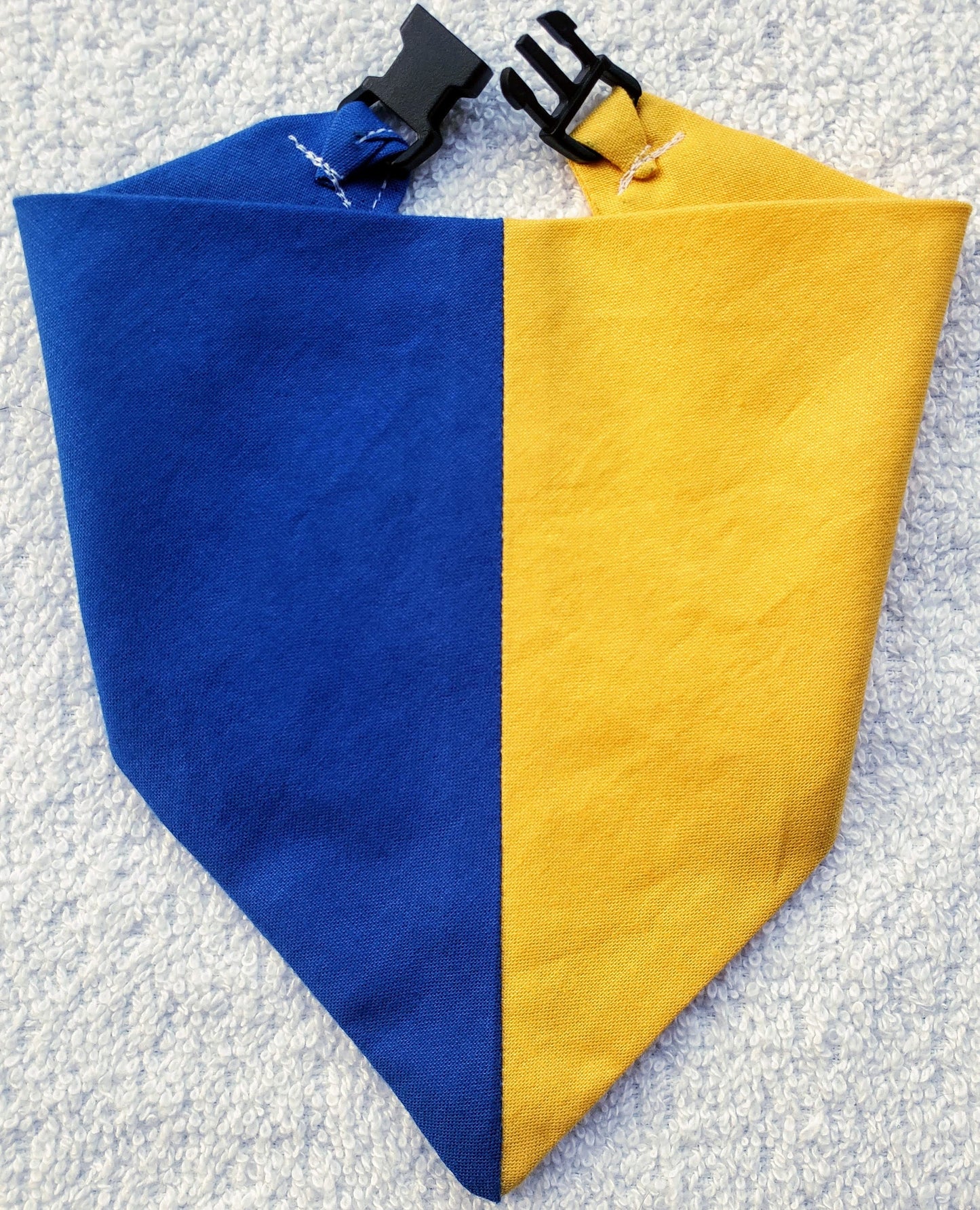Clip on Dog Bandana With Buckle Pet Cat Bandanna Scarf Plain TWO SOLID COLORS Red Orange Yellow Green Blue Purple White Black Gray Brown Pink Handmade