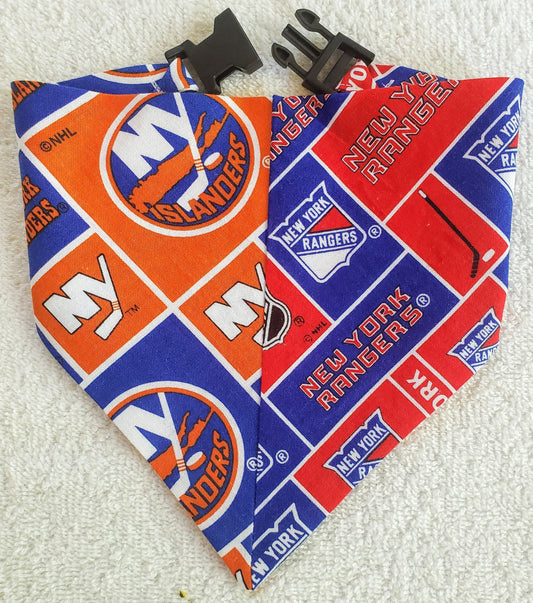 HOUSE DIVIDED Hockey Choose TWO Teams nhl Clip on Dog Bandana With Buckle Pet Cat Bandanna Scarf Handmade to Order