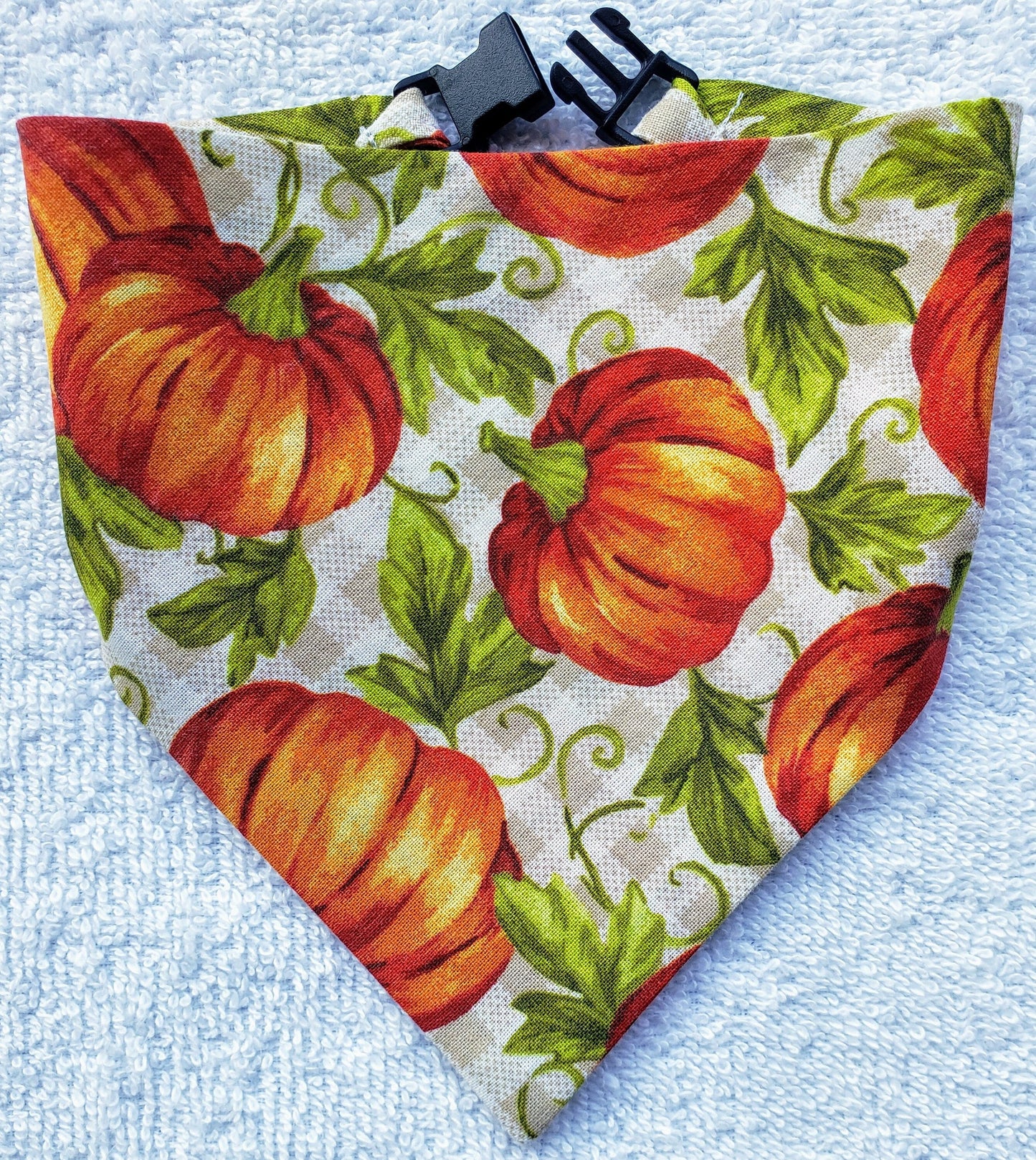 Clip on Dog Bandana With Buckle Pet Cat Bandanna Scarf Orange Pumpkin Plaid Fall Autumn Thanksgiving Halloween Handmade to Order