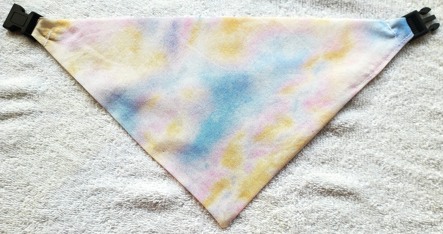 Clip on Dog Bandana With Buckle Pet Cat Bandanna Scarf Easter Spring Pastels Tie Dye Handmade to Order