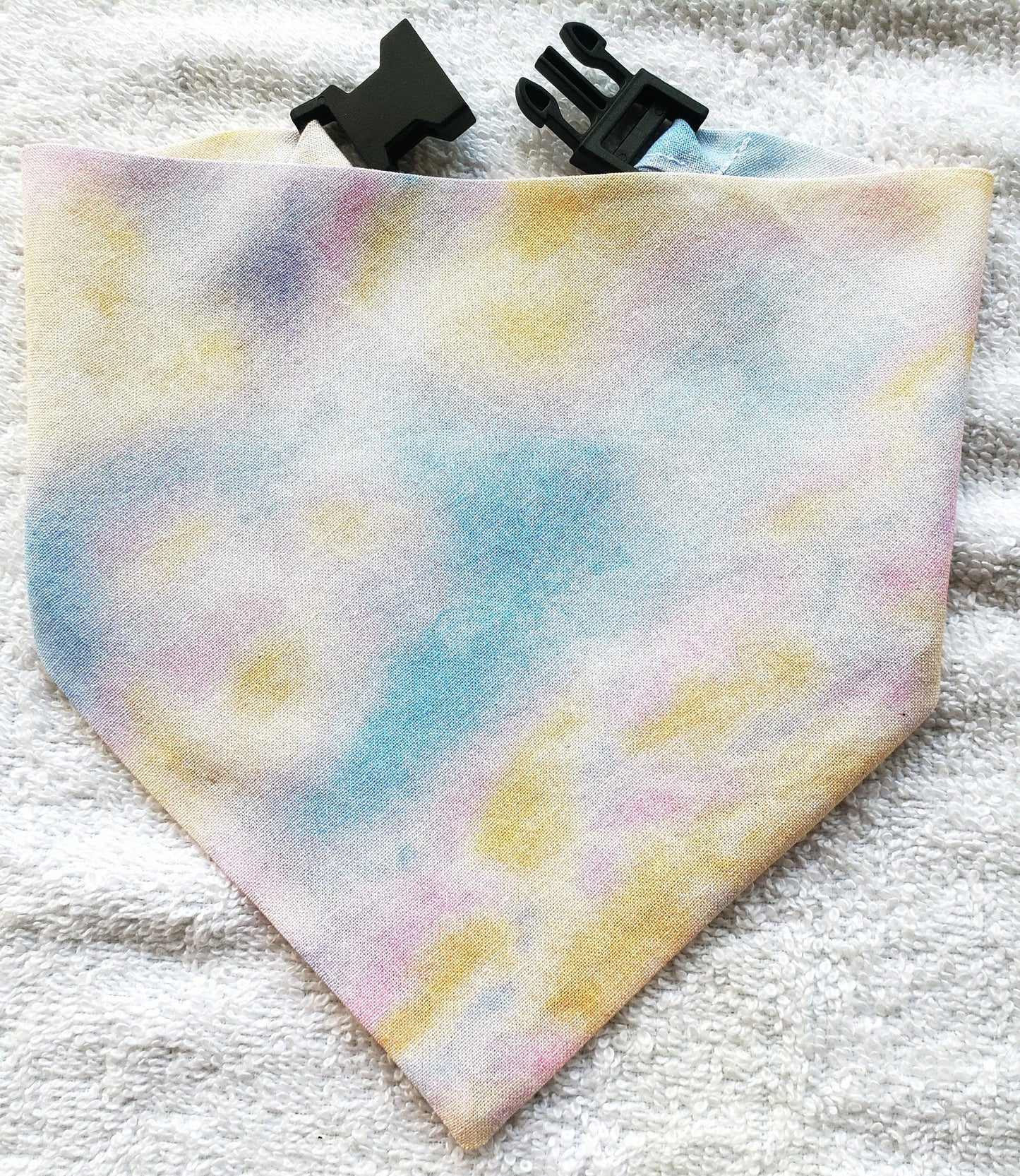 Clip on Dog Bandana With Buckle Pet Cat Bandanna Scarf Easter Spring Pastels Tie Dye Handmade to Order