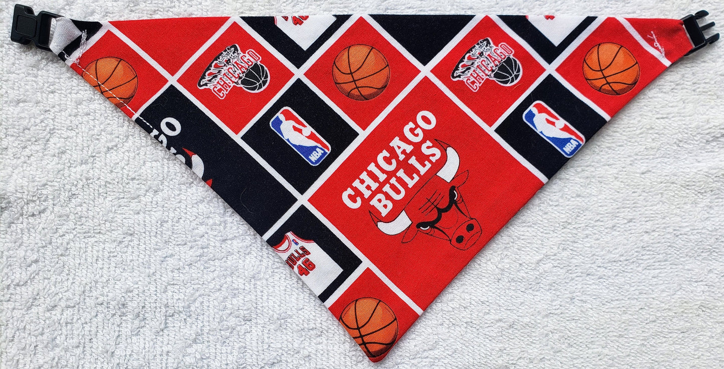 Clip on Dog Bandana With Buckle Pet Cat Bandanna Scarf CHICAGO BULLS Basketball nba Handmade to Order