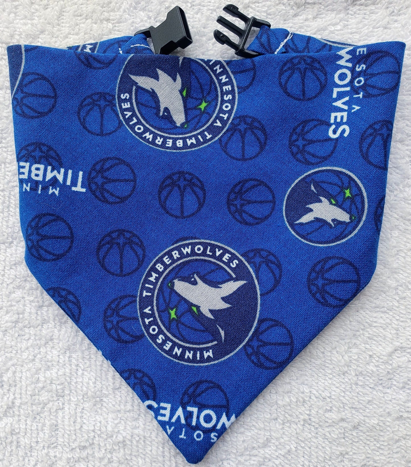 MINNESOTA TIMBERWOLVES Basketball nba Clip on Dog Bandana With Buckle Pet Cat Bandanna Scarf Handmade to Order
