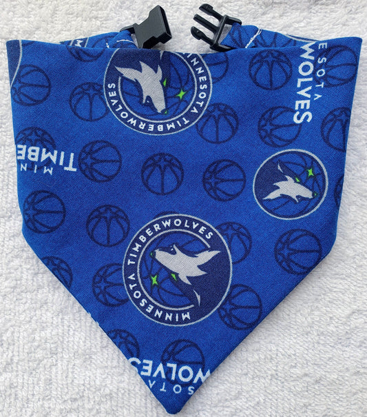 MINNESOTA TIMBERWOLVES Basketball nba Clip on Dog Bandana With Buckle Pet Cat Bandanna Scarf Handmade to Order