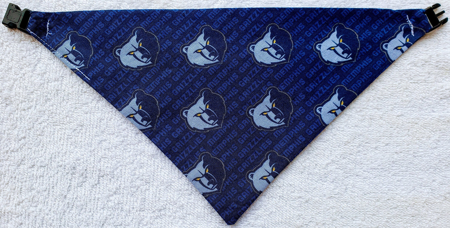 Clip on Dog Bandana With Buckle Pet Cat Bandanna Scarf Basketball nba MEMPHIS GRIZZLIES Basketball nba Handmade to Order