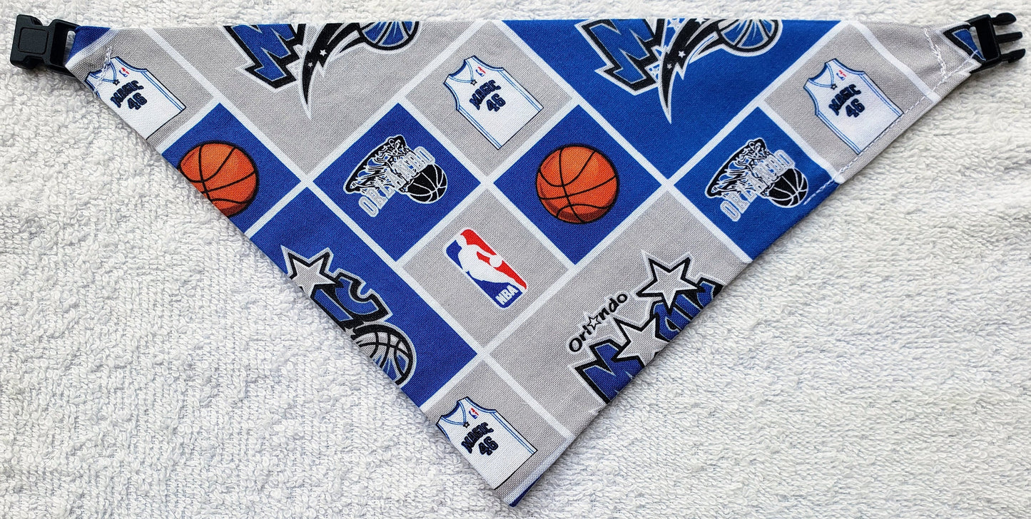 Clip on Dog Bandana With Buckle Pet Cat Bandanna Scarf ORLANDO MAGIC Basketball nba Handmade to Order