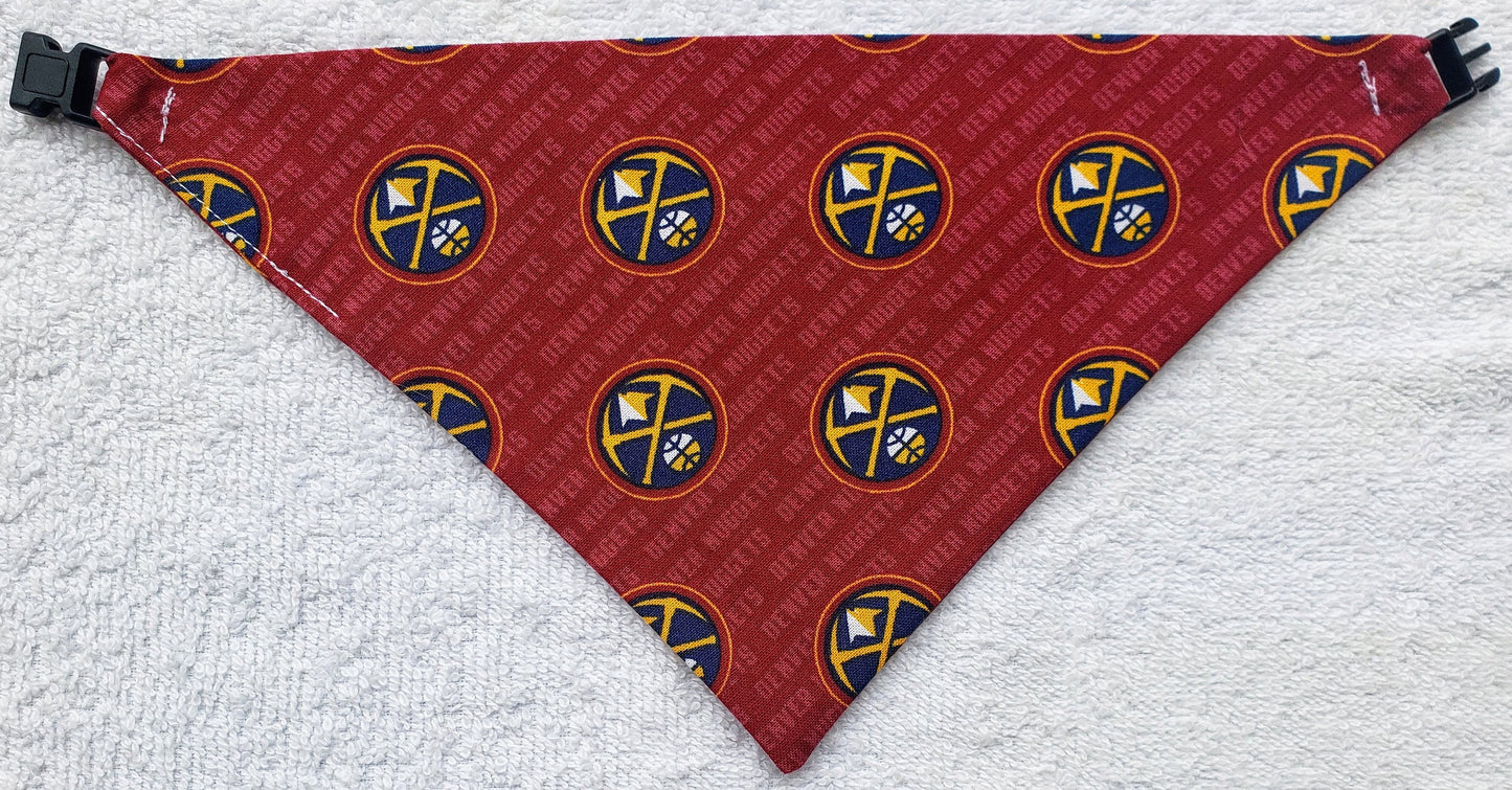 Clip on Dog Bandana With Buckle Pet Cat Bandanna Scarf DENVER NUGGETS Basketball nba Handmade to Order