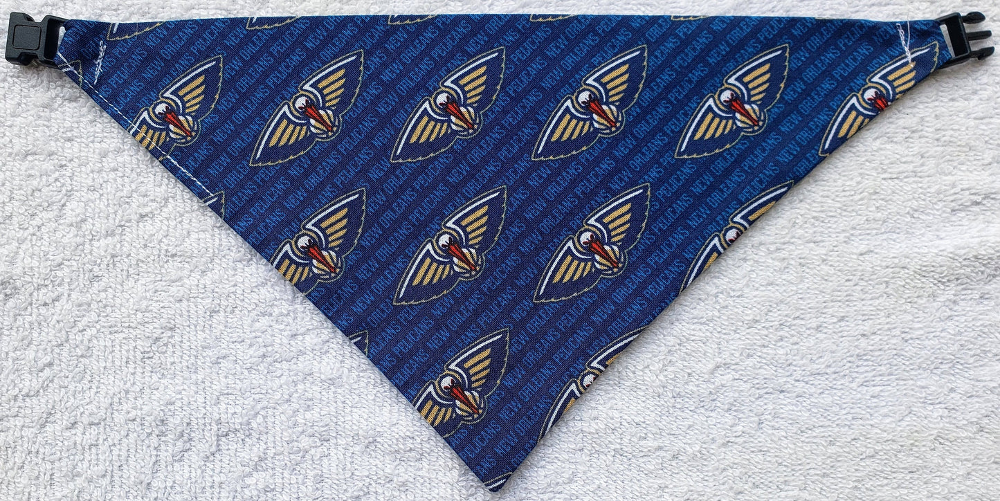 NEW ORLEANS PELICANS Basketball nba Clip on Dog Bandana With Buckle Pet Cat Bandanna Scarf Handmade to Order