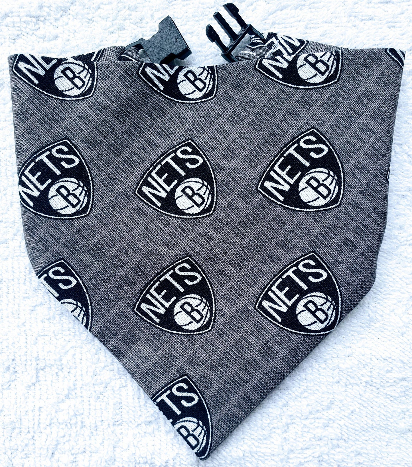 BROOKLYN NETS Basketball nba Clip on Dog Bandana With Buckle Pet Cat Bandanna Scarf Handmade to Order