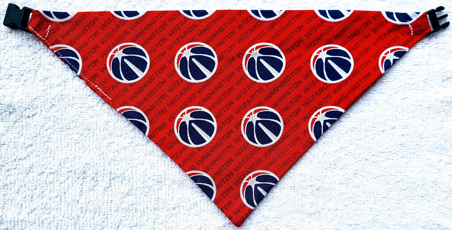 Clip on Dog Bandana With Buckle Pet Cat Bandanna Scarf WASHINGTON WIZARDS Basketball nba Handmade to Order