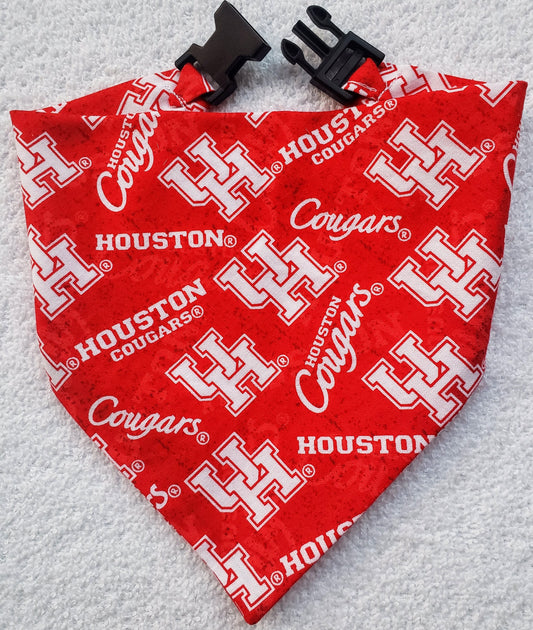 University of Houston Cougars Clip on Dog Bandana With Buckle Pet Cat Bandanna Scarf ncaa Handmade to Order