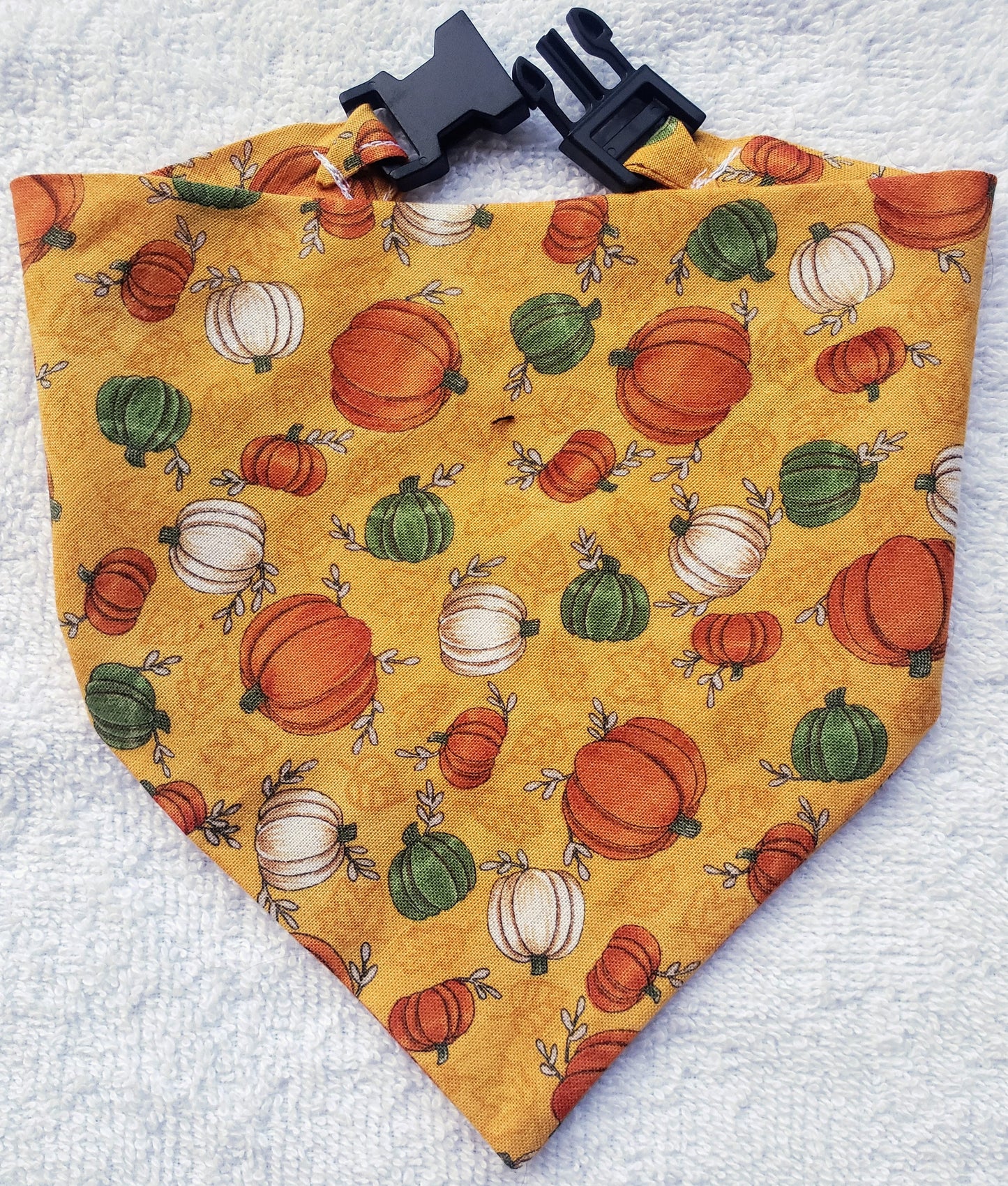 Orange Pumpkins Fall Autumn Harvest Clip on Dog Bandana With Buckle Pet Cat Bandanna Handmade to Order
