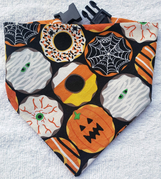 Spooky Cookies Halloween Fall Thanksgiving Autumn Clip on Dog Bandana With Buckle Pet Cat Bandanna Handmade to Order