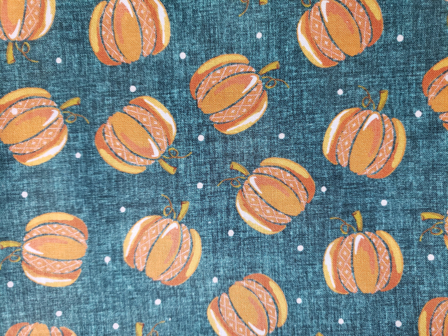 Pumpkins Teal & Orange Fall Autumn Harvest Clip on Dog Bandana With Buckle Pet Cat Bandanna Handmade to Order