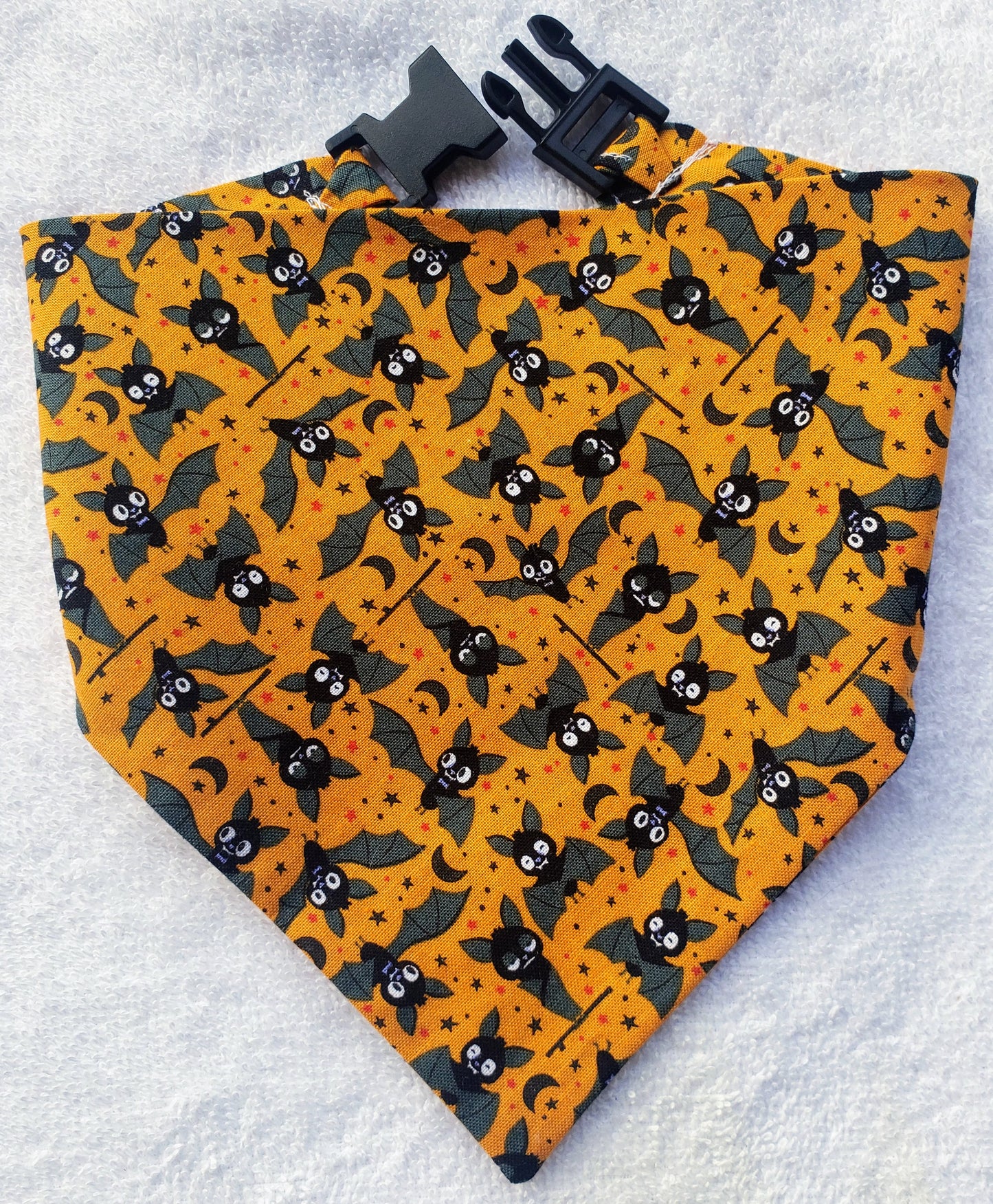 Silly Bats Halloween Fall Autumn Clip on Dog Bandana With Buckle Pet Cat Bandanna Handmade to Order