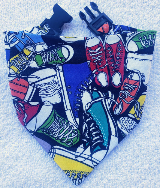 Clip on Dog Bandana With Buckle Pet Cat Bandanna Hi Tops Sneakers Chucks Shoes Handmade to Order