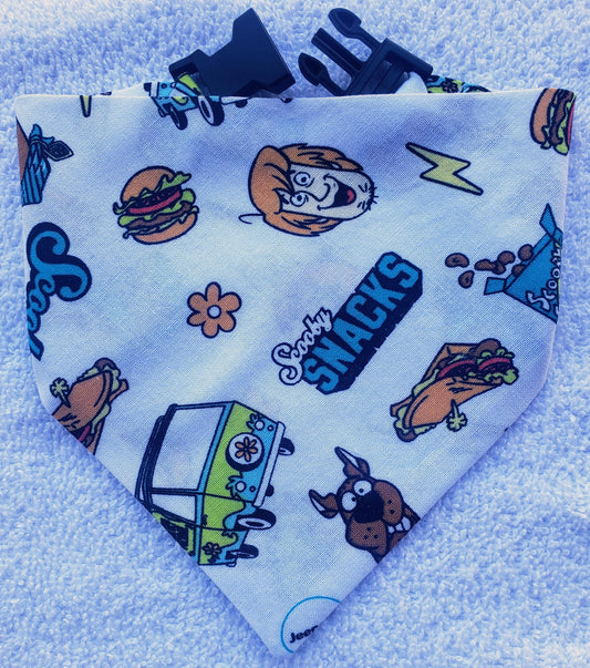 Clip on Dog Bandana With Buckle Pet Cat Bandanna Scooby Doo Snacks Shaggy Mystery Mobile Handmade to Order