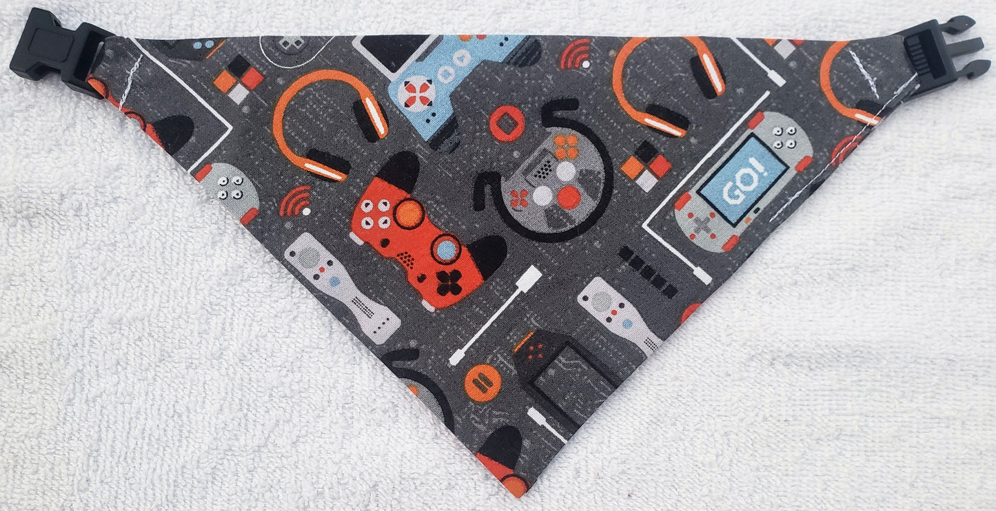 Clip on Dog Bandana With Buckle Pet Cat Bandanna Gamer Gaming Nerd Virtual RPG Handmade to Order