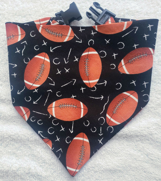 Football Season Touchdown Fall Autumn Clip on Dog Bandana With Buckle Pet Cat Bandanna Handmade to Order