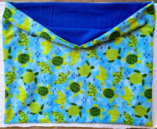 Blue Sea Turtles 27x34 inch Snuggle Sack, Sleeping Bag for Pets, Dogs, Cats, Fleece, Reversible, Washable