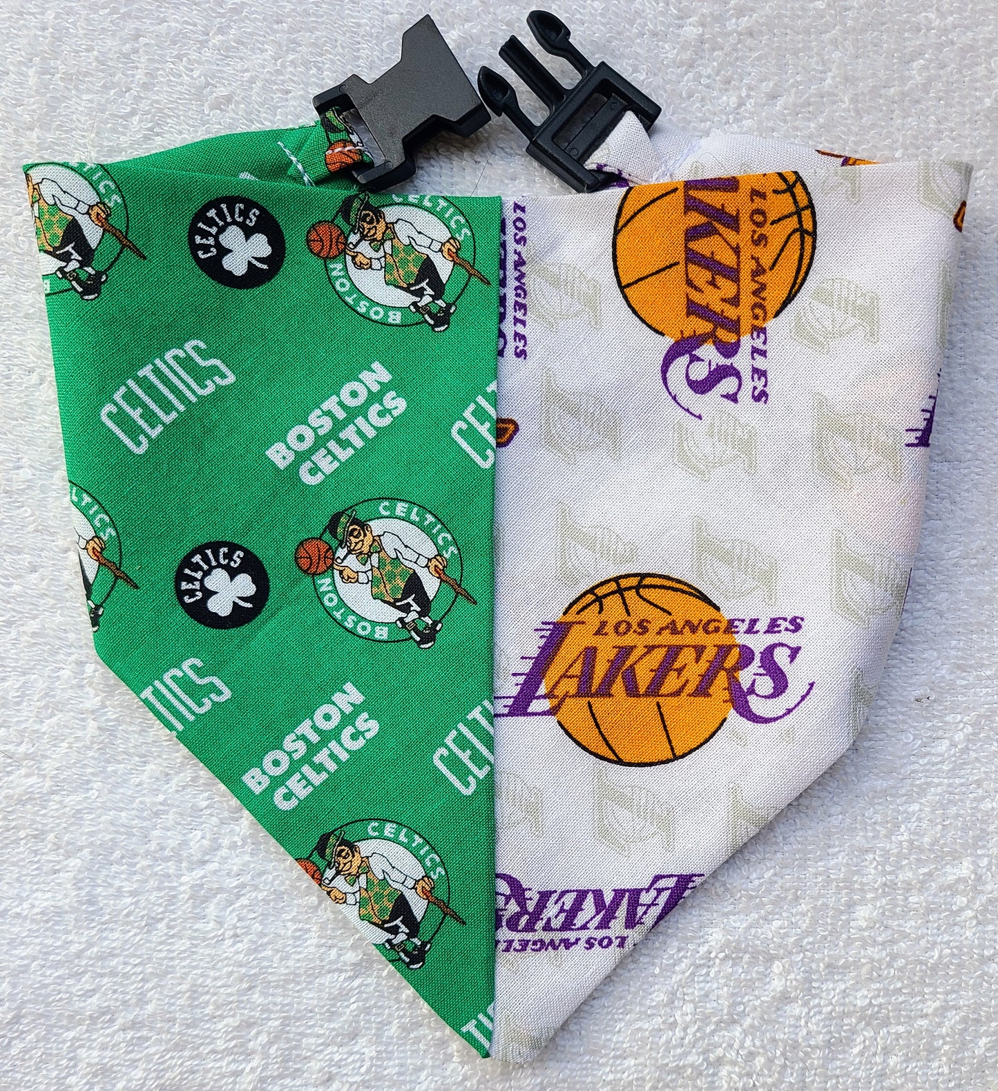 HOUSE DIVIDED Basketball Choose TWO Teams nba Clip on Dog Bandana With Buckle Pet Cat Bandanna Scarf Handmade to Order