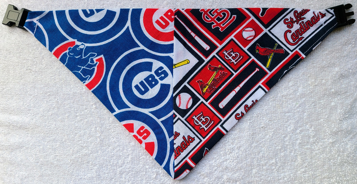 HOUSE DIVIDED Baseball Choose TWO Teams nhl Clip on Dog Bandana With Buckle Pet Cat Bandanna Scarf Handmade to Order