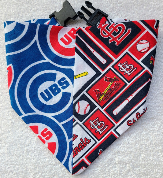 HOUSE DIVIDED Baseball Choose TWO Teams nhl Clip on Dog Bandana With Buckle Pet Cat Bandanna Scarf Handmade to Order