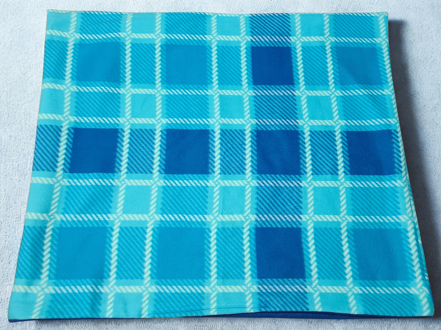 Blue Plaid 28x32 inch Snuggle Sack, Sleeping Bag for Pets, Dogs, Cats, Fleece, Reversible, Washable