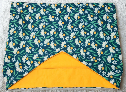 Teal & Yellow Daisies 27x34 inch Snuggle Sack, Sleeping Bag for Pets, Dogs, Cats, Fleece, Reversible, Washable