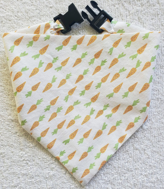 Small Carrots Easter Bunny Spring Clip on Dog Bandana With Buckle Pet Cat Bandanna Handmade to Order