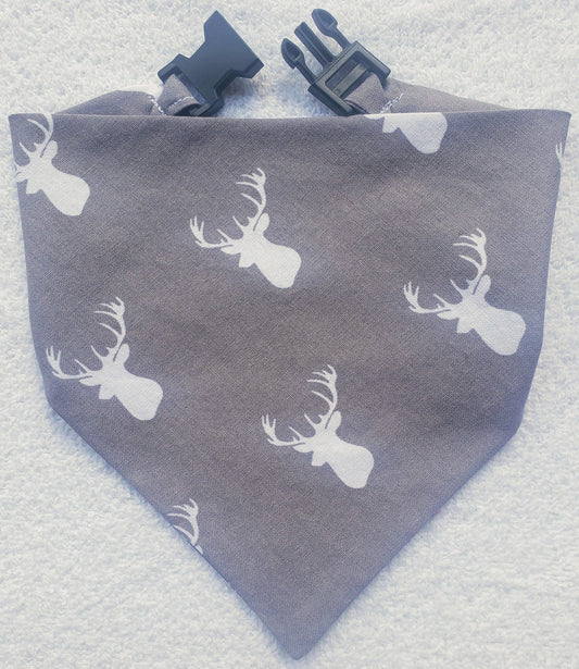 Reindeer Winter Christmas Holiday Clip on Dog Bandana With Buckle Pet Cat Bandanna Handmade to Order