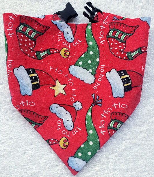 Santa Claus Hats Christmas Winter Clip on Dog Bandana With Buckle Pet Cat Bandanna Handmade to Order