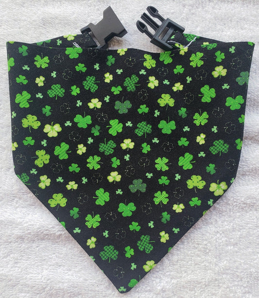 Lucky Shamrocks St. Patrick's Day Clip on Dog Bandana With Buckle Pet Cat Bandanna Handmade to Order